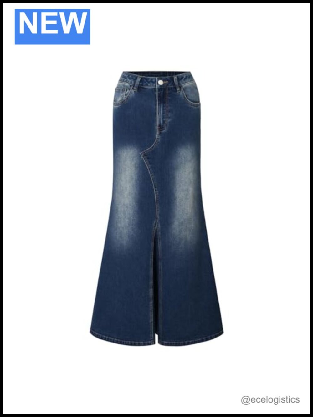 Women's Stretch Denim Maxi Skirt with Flare Hem Long Skirt